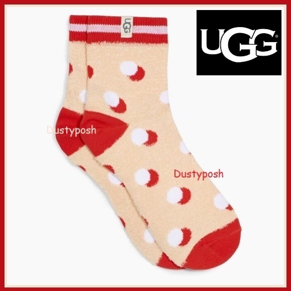 UGG Slouch Crew Socks Boot 2 Pair Peach Red White Cozy Womens Soft Christmas - Picture 7 of 7